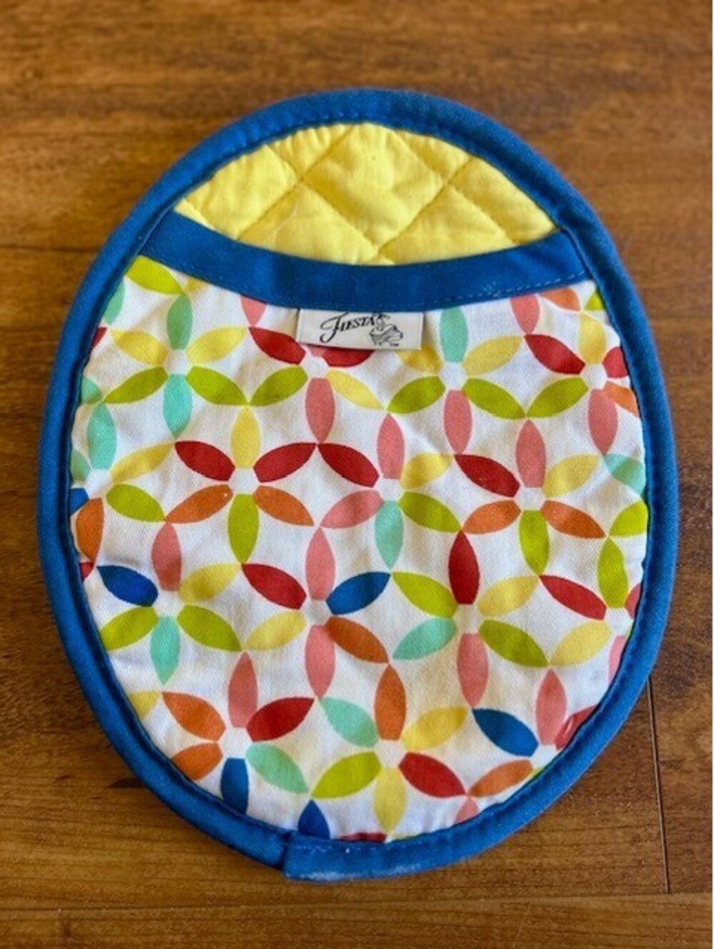 Fiesta Colorful Quilted Pot Holder with Blue Trim